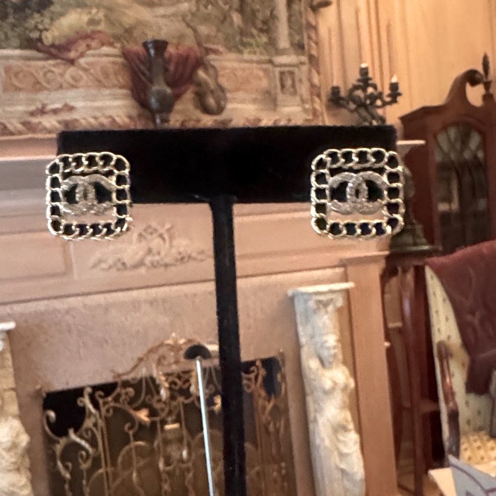 Chanel earrings gold tone signed in back